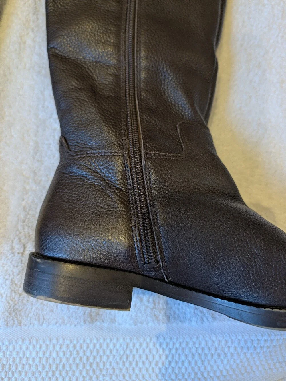 Franco Sarto Brown Pebble Leather Knee High Riding Boots Buckle 6.5M
